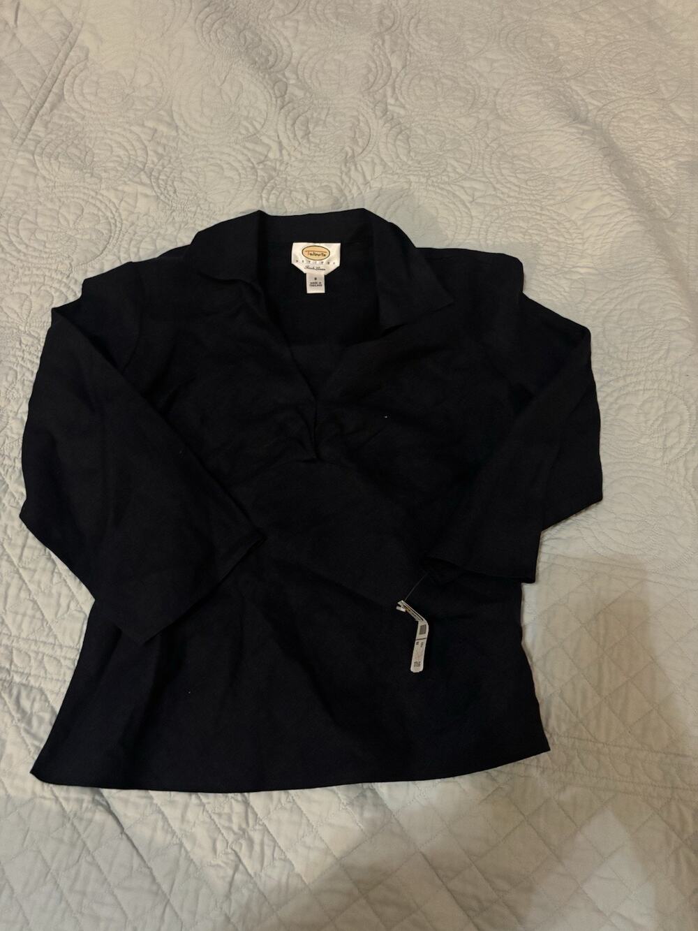 Talbots NWT Navy Irish Linen Blouse Size 8